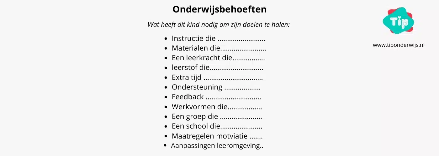 Onderwijsbehoeften - Tip onderwijs
